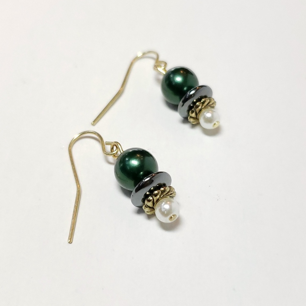 3/$15 Green Faux Pearl Earrings